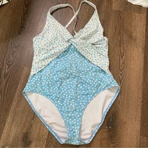 Lilly Pulitzer Light Blue and White Polka Dot One Piece Swimsuit